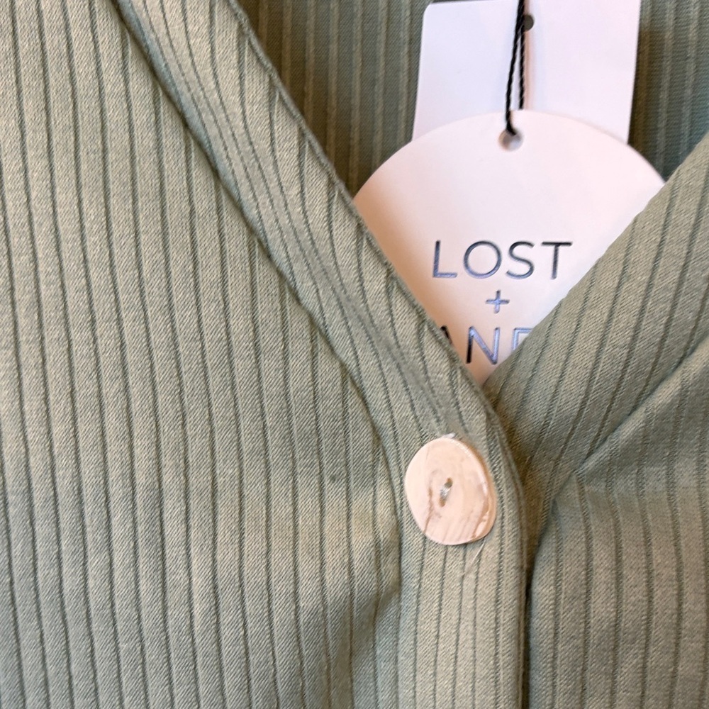 Lost + Wander Olive Ribbed Button-Down Top - Picture 8 of 9